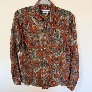 ZARA Men’s Rust Paisley Button-Up Shirt